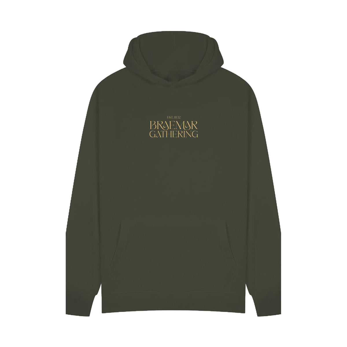 Front view of Braemar Gathering 2026 Heritage Hoodie - Khaki Olive