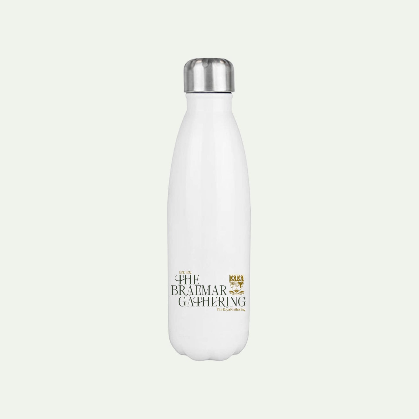 Classic Stainless Steel Water Bottle - White - Braemar Gathering