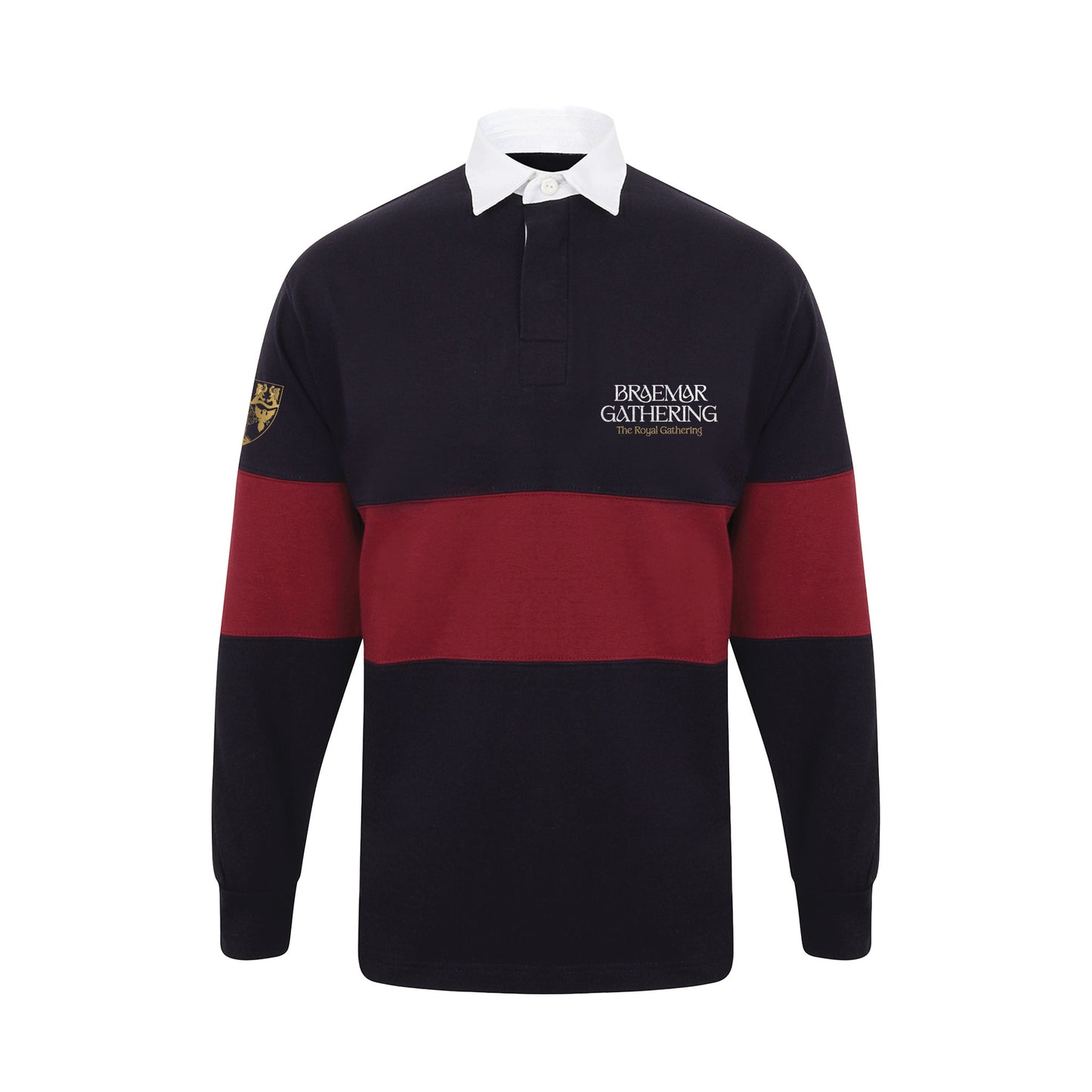 Braemar Gathering 2026 Classic Embroidered Rugby Shirt - Navy/Burgundy