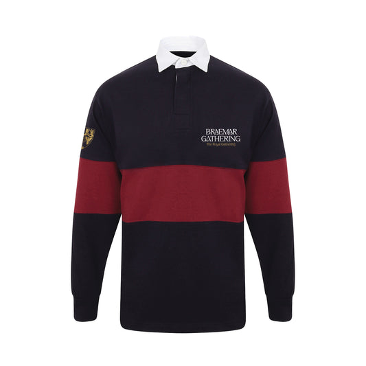 Braemar Gathering 2026 Classic Embroidered Rugby Shirt - Navy/Burgundy