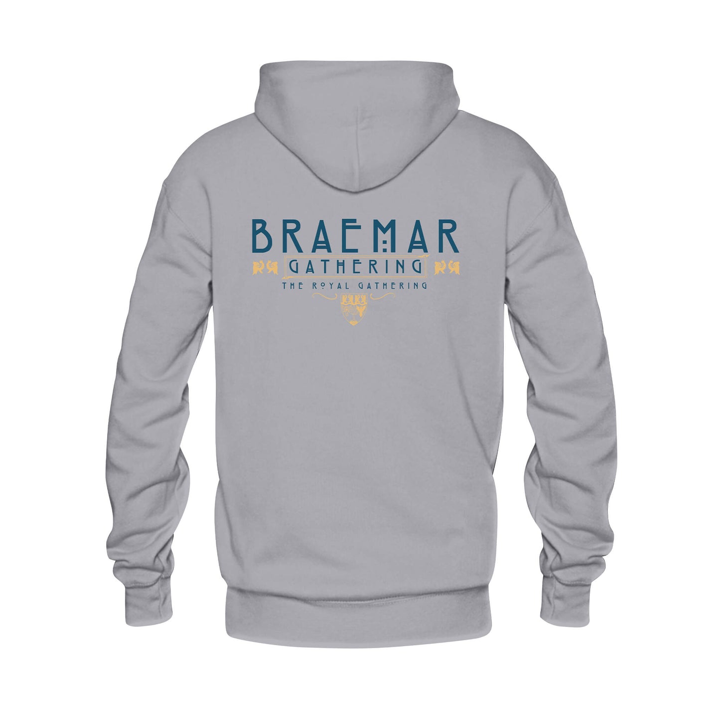 Classic Zipped Hoodie | Ash Grey | Back View | Braemar Gathering