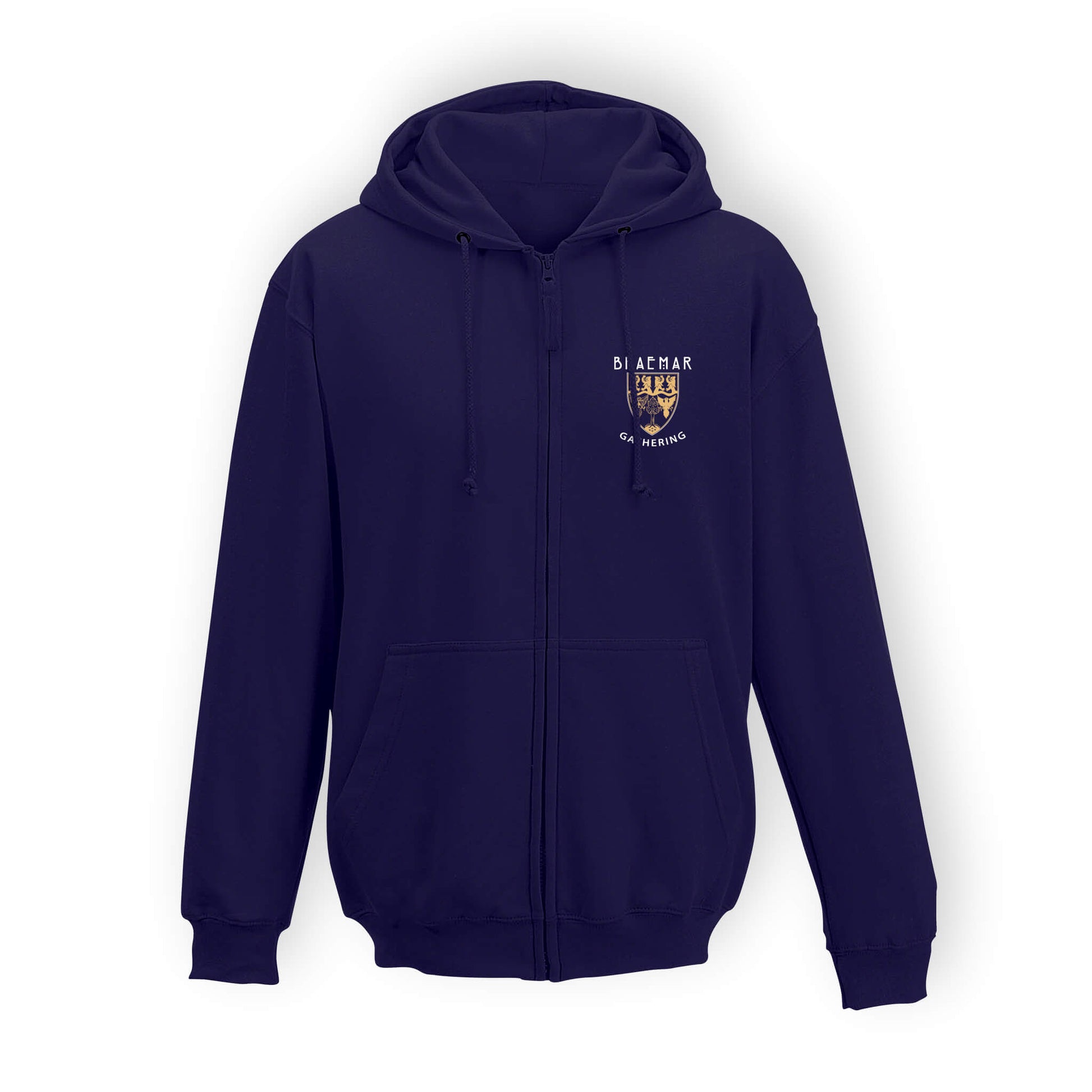 Classic Zipped Hoodie | Navy | Front View | Braemar Gathering