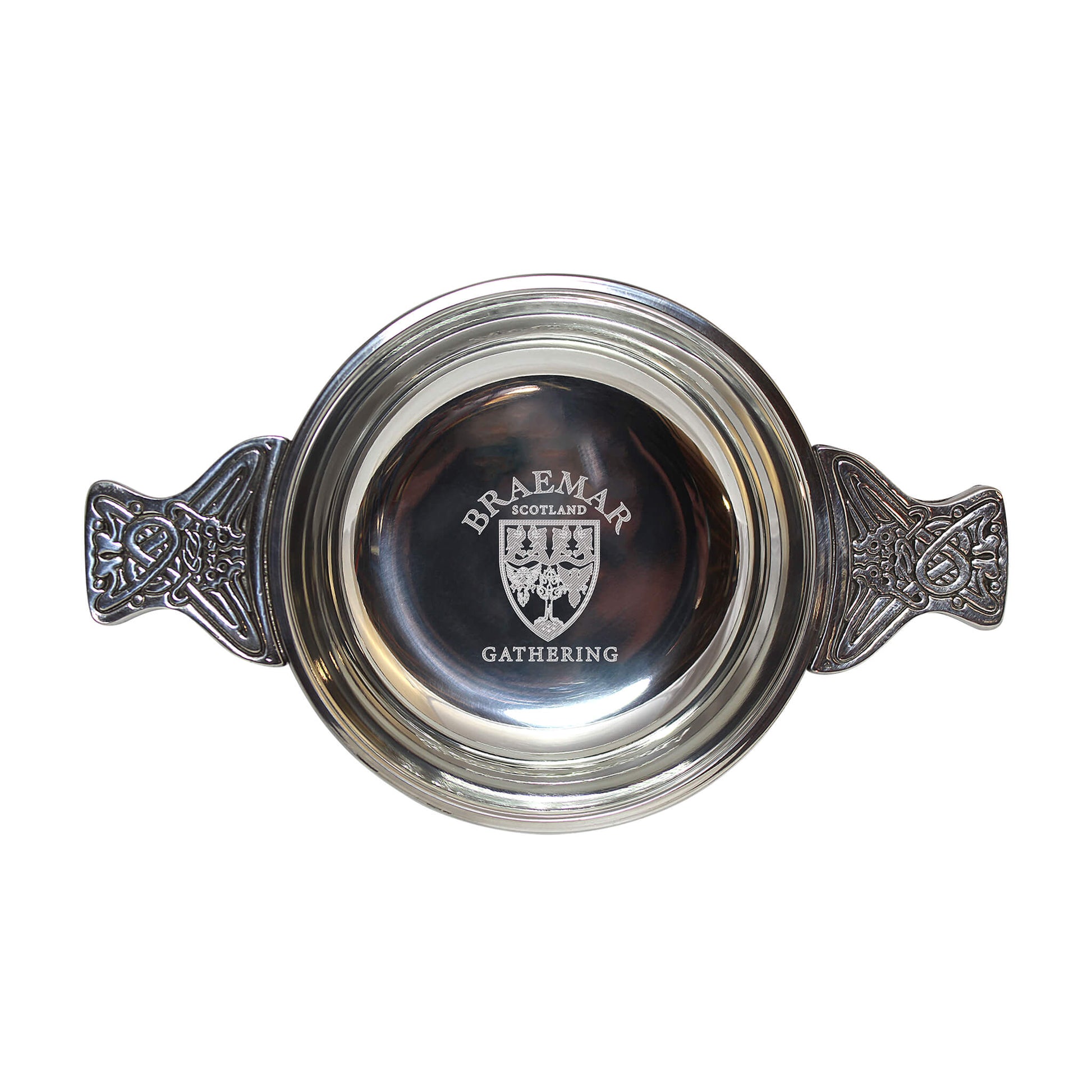 Classic Engraved Pewter Quaich | Braemar Gathering